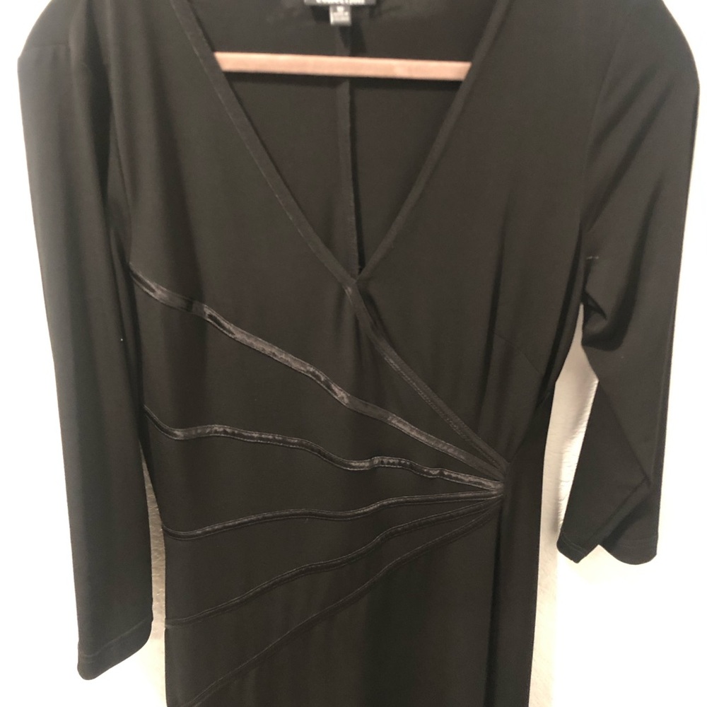 2 for $24- DRESSBARN Black V-Neck Long Sleeve Dress with Seamed Accents